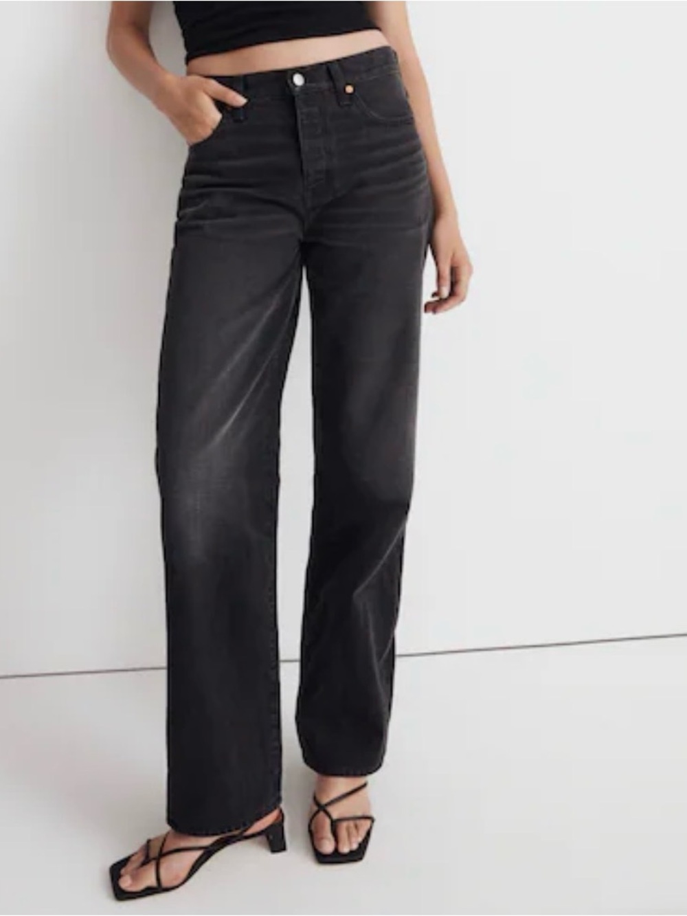 Madewell Black Low Slung Straight Leg Jeans
